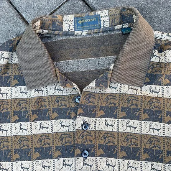 Descente Pattern Polo Golf Shirt RARE pattern - Size L - Picture 3 of 8
